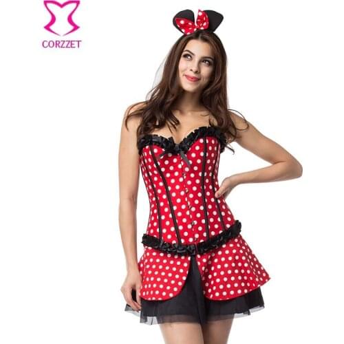Red/White Polka Dot Funny Cute Animal Costume Carnival Adult Halloween Costumes For Women Sexy Cosplay Dress Role Playing Outfit