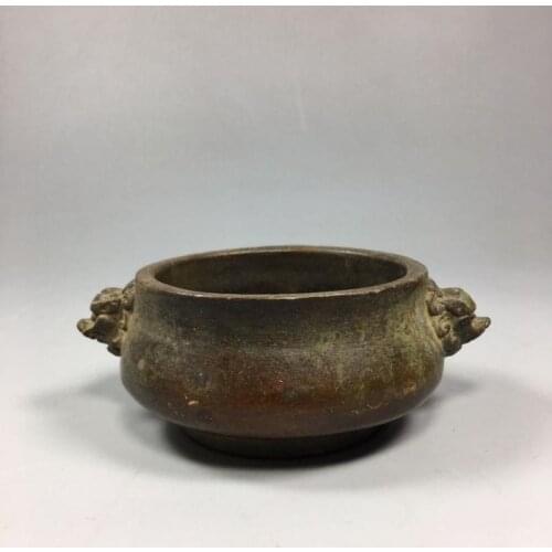 Chinese Old Copper Collection Pure Copper Lion head Incense burner