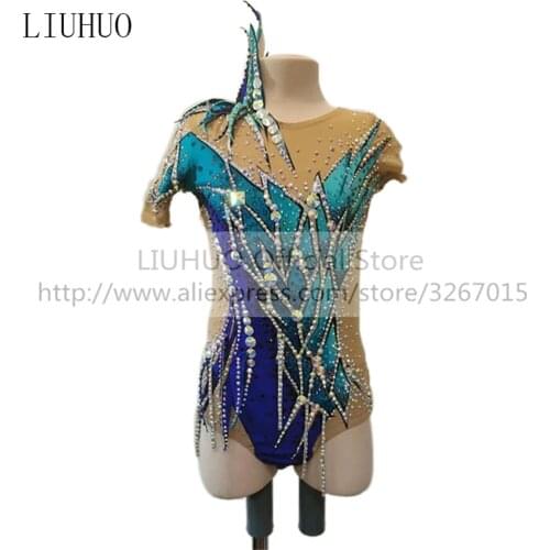 LIUHUO Womens Girls' Adult Sleeveless Performance Rhythmic Gymnastics Competition Leotard Ice Figure Skating Dress Tights Kids