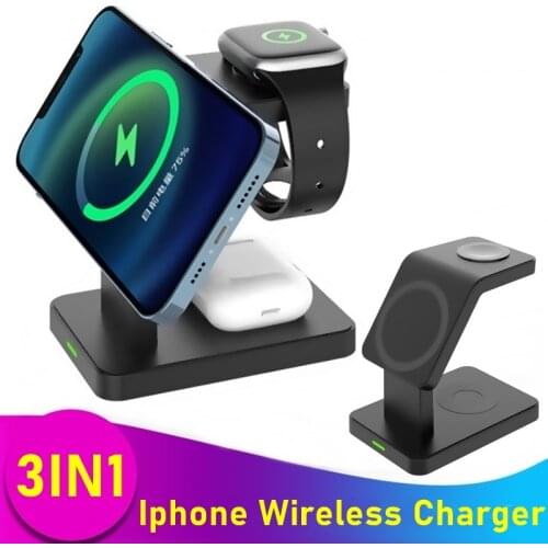 4 IN 1 Magnetic Wireless Charger For Magsafe Iphone 8 XS XR 11 12 Pro MAX Mini 15W Fast Charger Station For Apple Watch Airpods
