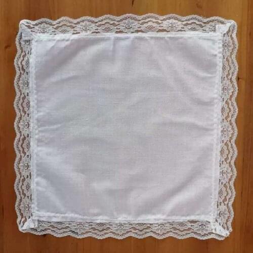 24 CM Small square handkerchief with pure white lace edge 24cm pure cotton white handkerchief