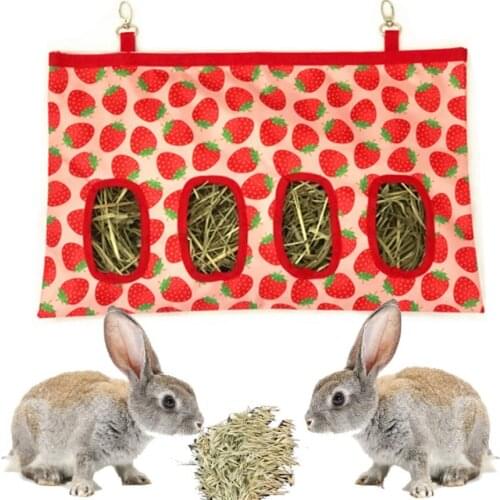 Rabbit Hay Bag rabbit feeding bag hamster food bag four hole feeding Straw Bag Pet hanging bag