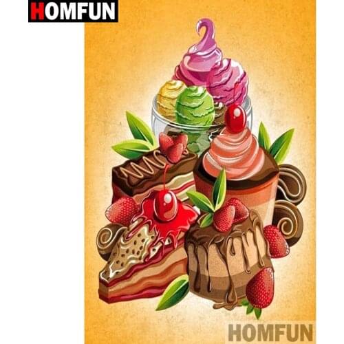 HOMFUN Full Square/Round Drill 5D DIY Diamond Painting "Cake dessert" Embroidery Cross Stitch 3D Home Decor Gift A13266