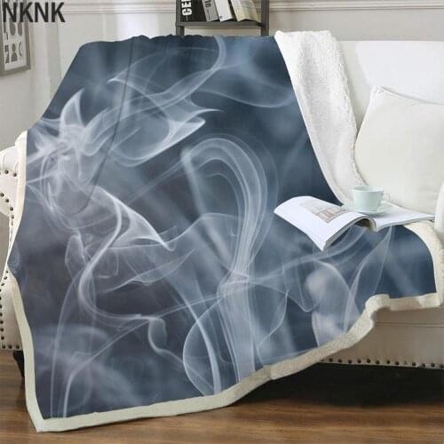 NKNK Smoke Blankets Abstract Bedding Throw Psychedelic 3D Print Novel Blankets For Beds Sherpa Blanket New Vintage Pattern Plush