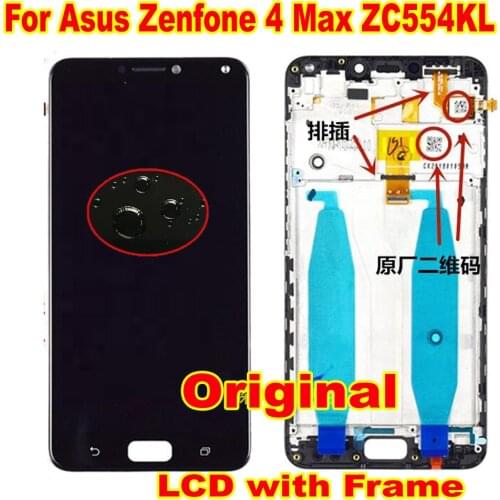 Original NEW LCD Display Touch Screen Digitizer Assembly Sensor + Frame For Asus Zenfone 4 Max ZC554KL X001D Phone Pantalla