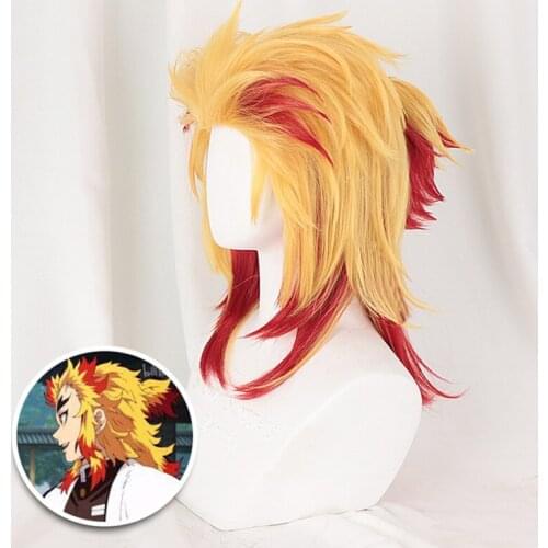 Anime Comic Demon Slayer Kimetsu No Yaiba Cosplay Wigs Rengoku Kyoujurou Cosplay Wig Synthetic Wig Men Short Hair Blade Of Demon