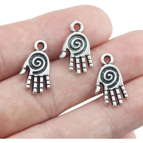 Newest 20Pieces 10*18mm Mixed Alloy Antique Silver Color Hands Charms Keychain Pendant Accessory For DIY Jewelry Making