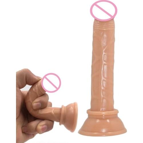 Realistic 5.7" Dildos Mini Anal Dildo Female Stimulation G-Spot Penis Erect Dick Cock Butt Plug with Suction Cup for Women