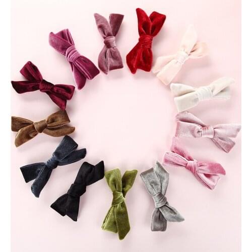 3.2" Velvet Hair Bow Girls Hairpins Hair Barrettes Fashion Bowknot Hairclips For Women Girls Hair Accessories 36Pcs/lot