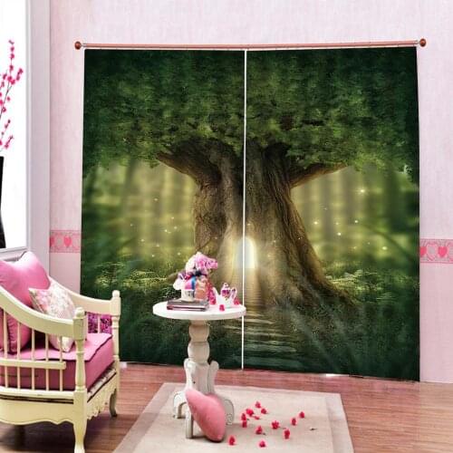 Luxury Blackout 3D Window Curtains For Living Room Bedroom green forest curtains for bedroom Blackout curtain