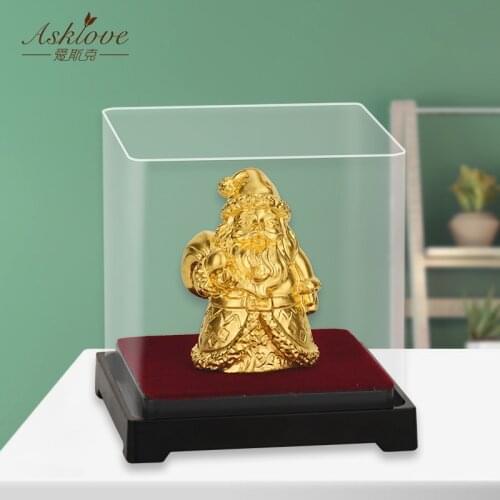 Christmas Decoration Christmas Santa Claus Statue Gold Foil HandiCrafts Ornaments Home Xmas Happy New Year Gift For Christmas