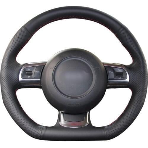 Hand-stitched Black PU Faux Leather Car Steering Wheel Cover for Audi TT TTS (8J) 2006-2014 A3 S3 (8P) Sportback 2008-2012 R8