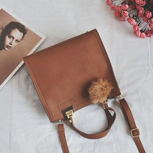 New handbag women shoulder bag luxury handbag designer High-grade Scrub leather messenger bag Hairball women bag bolso mujer