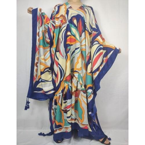 Free Size Kuwait Popular Butterfly Sleeve Bohemian Cotton Kaftan Maxi Dress Casual Dubai Blogger Ramadan Abaya Dress