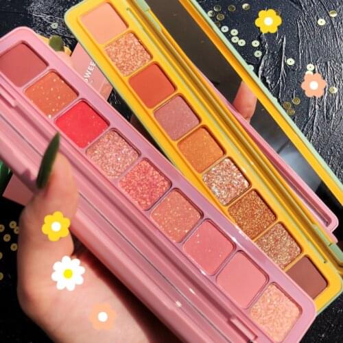 9 Colors Green Pink Shimmer Matte Eyeshadow Pallete Pigmented Glitter Metallic Makeup Palette Eye Shadow Palette Cosmestic