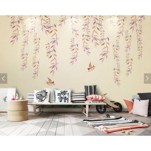 Custom Vintage watercolor pattern hand-painted flower vine living room bedroom ceiling wall waterproof papel de parede