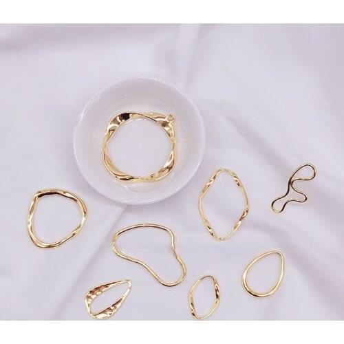 Color-preserving alloy jewelry accessories irregular round drop-shaped abstract border DIY earrings earrings material