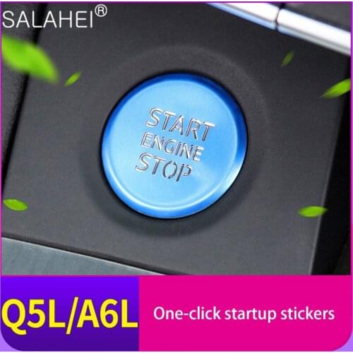 Funny Car Styling Central Control One-Click Start Switch Sticker Trim For Audi A6L 19 New Q5L Button Cover Interior Accessories