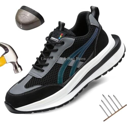 Safety shoes men women work safety boots with steel toe cap puncture proof light work sneakers male security boots breathable