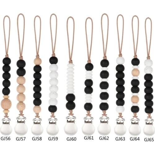 Dummy Clips Baby Boys Girls Pacifier Chain Silicone Teething Relief Toys Beads Soothie Pacifier Holder Clips Baby Shower Gift