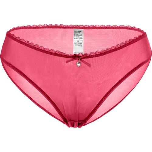 Varsmiss Ladies Sexy Big Red Transparent Briefs Low Rise See Through Bow Solid Panties