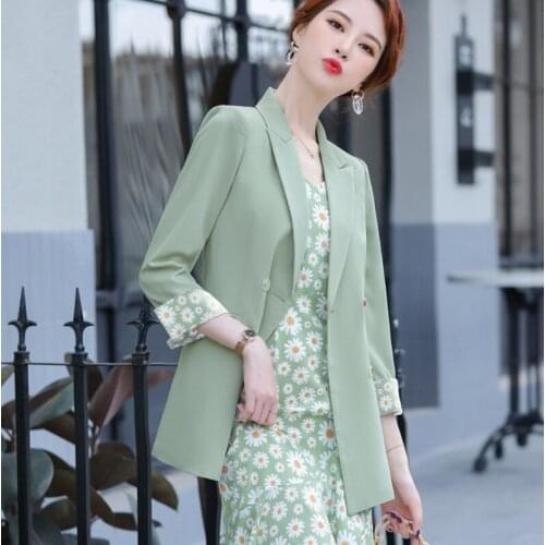 Professional suit womens summer floral garden suit fishtail skirt two pieces jacket dress women dress jaket two piece dress