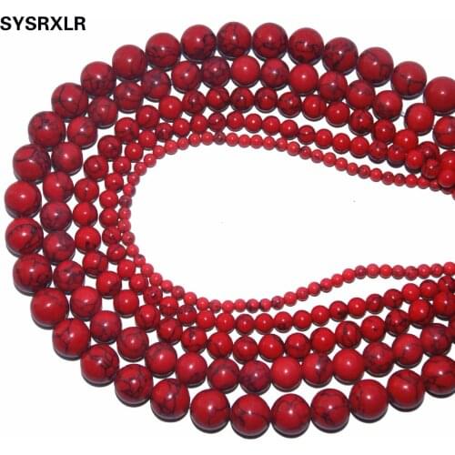 1 Strand / Pack 4/ 6/ 8 /10 /12 MM Dia Fashion Charm Red Round-Brilliant Natural Stone Beads DIY Bracelet Necklace Making Craft