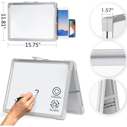 1Pc Magnetic Desktop Foldable Whiteboard Portable Mini Easel Double Sided on Table Top with Holder for Kids Drawing