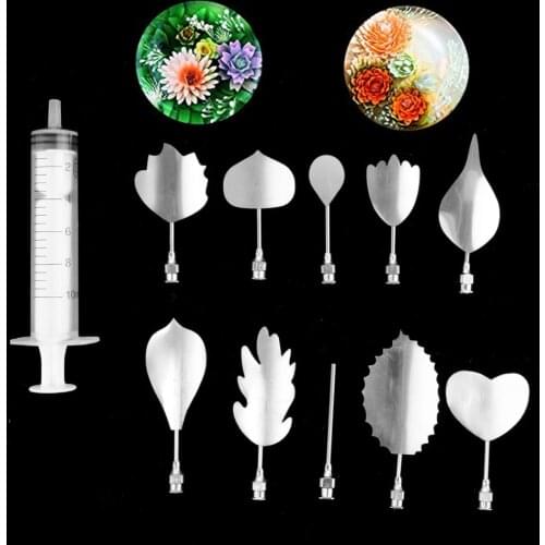 10Pc 3D Gelatin Jelly Art Pudding Flower Cake Decoration Mold Moulds Needle Tools Baking Pastry Decor Art Needls With Tube New
