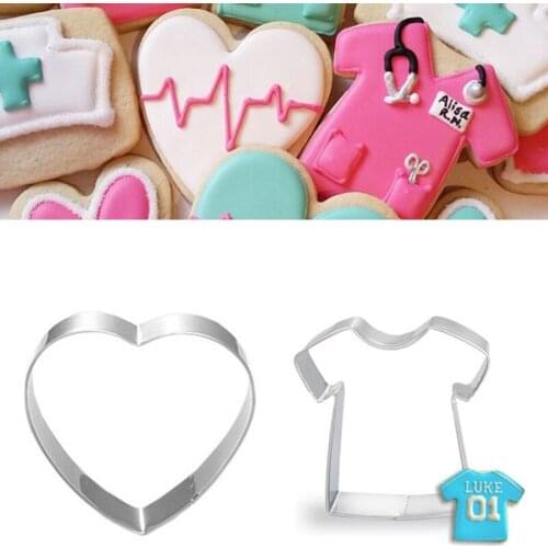 2pcs patisserie reposteria Stainless Steel Cookie Cutter Doctor Heart Fondant Cake Decor Tools Cupcake Gum Biscuit Pastry Mould
