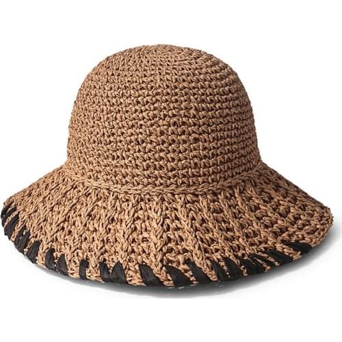 2021 NEW Womens Sea beach vacation leisure sunscreen hats for girls summer 100%Raffia sun hat Visor Temperament Straw hats Gril