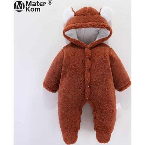 3-12M Newborn Baby Clothes Autumn and Winter Kids Hooded Rompers Velvet Homewear 0-2 years Boys Girls Toddler Cotton Pajamas