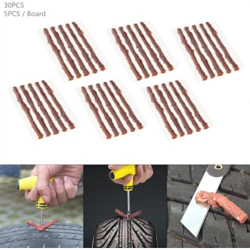 30PCS 100 x 6 mm Universal Brown Anti Corrosion Car Tyre Fast Repairing Rubber Strips for Car/Motorcycle /Bicycle