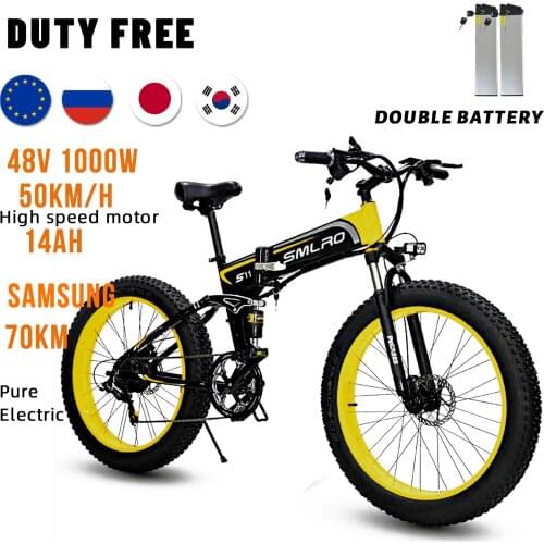 48V 1000W Electric Bike Folding ebike Electric Snow Bike 50km/h with 14AH Battery 4.0 Fat Tire Electric Bicycle Beach E-bike