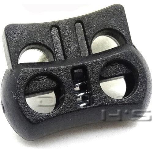50pcs/lot 2 Holes Cord Lock Toggle Stopper Plastic toggle clip Black 15mm*20mm*7.5mm