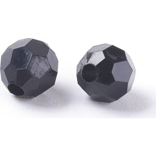 200pcs 6mm Acrylic Spacer Loose Bicone Beads Faceted Round for Jewelry Making