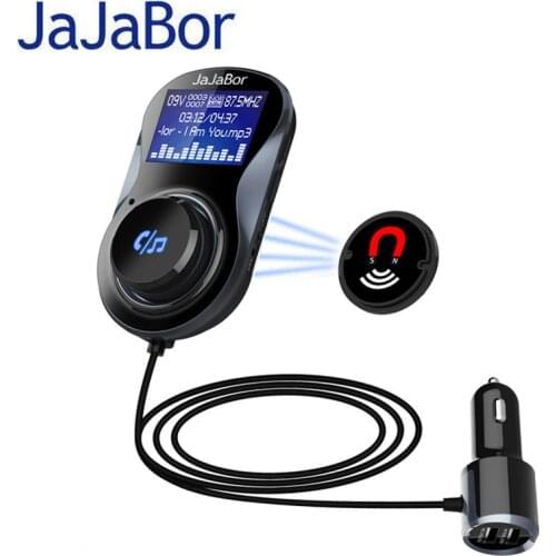 JaJaBor Bluetooth Car Kit Handsfree FM Transmitter A2DP Wireless Car MP3 Player LCD Screen Display+Aire Condition Clip Bracket