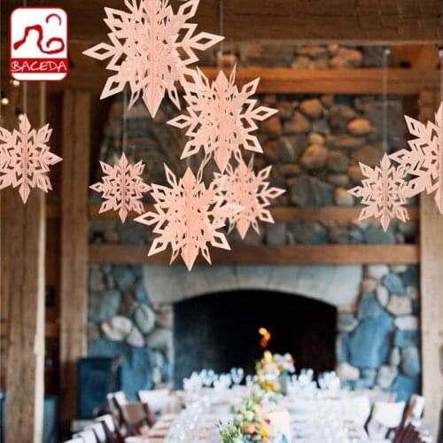 Baceda Snowflake Pendant 6pcs/set 3D Snowflake Hanging Ornament New Year Christmas Birthday Home Party Decoration