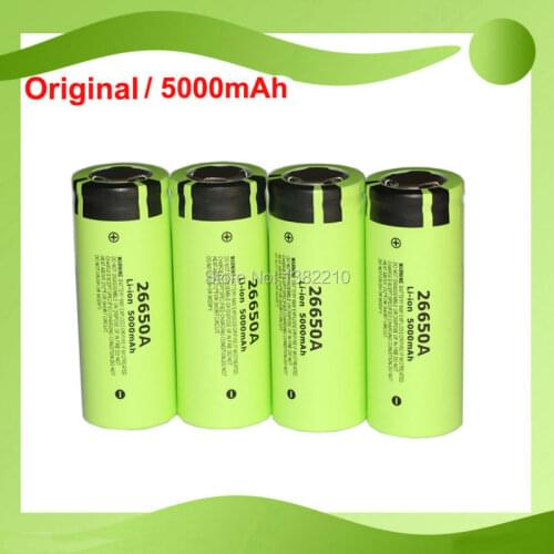Free shipping!!! 4PCS/LOT Original 3.7V 26650A 26650 5000mAh Max 10A Discharge Battery for Panasonic