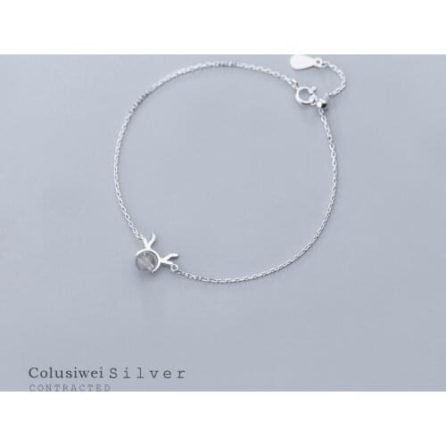 Colusiwei Cute Antlers Chain Bracelets Real 925 Sterling Silver Female Animal Design Jewelry Natural Moonstone Bijoux for Girl