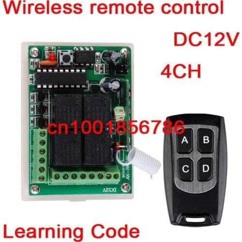 DC 12V 10A 4 Channels Learning Code RF Wireless Remote Control Switch Systems Receiver * 1Waterproof Transmitter