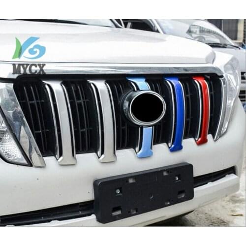For Toyota Prado FJ150 14-17 3 colors ABS Chrome Front Hood Grille Around Cover Trim Decorative stickers Car Styling Accessories