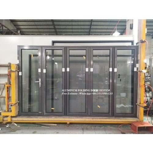 Double Hollow Glass aluminum alloy folding door,Bi-Fold glass door system smoothly maximize the opening space,soundproof door