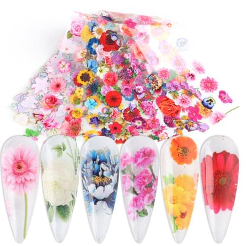 10 PCS Nail Foil Transfer Flower Nail Wraps Sun Flower Daisy Flower for Nail Art Designs Decoration Manicure Decals LA8202