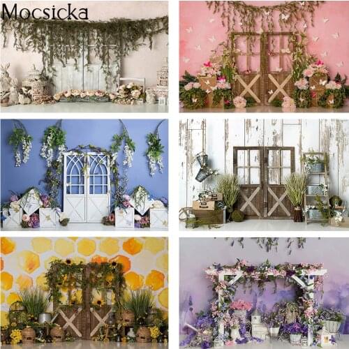 Children Birthday Portrait Backdrop Retro Rustic Door Newborn Kids Birthday Cake Smash Photo Background Studio Photography