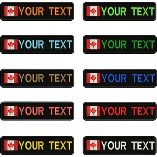 Canadian flag Canada 10X2.5cm Embroidery Custom Name Text Patch Stripes badge Iron On Or Velcro Backing Patches For Clothes