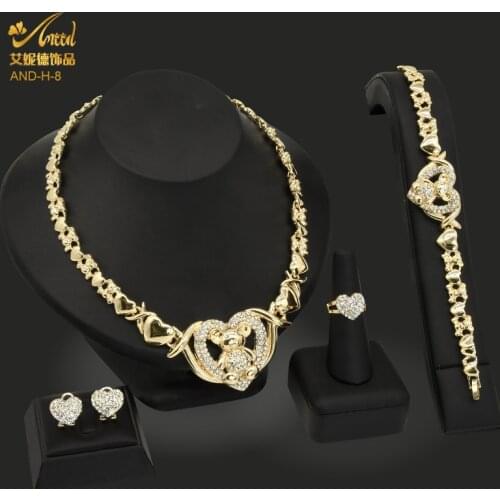 Ethiopian Jewelry Sets Gold Plated Necklace For Women African Earrings Heart Bangles Indian 2021 Luxury Jewellery Bridal Mexican