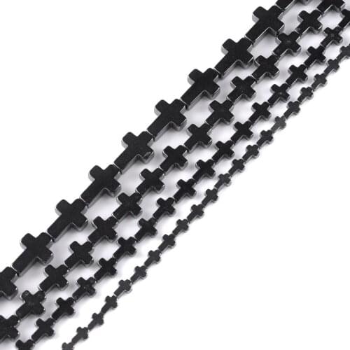 Natural Stone 10*8/8*6/6*4mm Bright Hematite Beads Cross shape Loose Beads for DIY Necklace Bracelet Jewelry Making Accessories