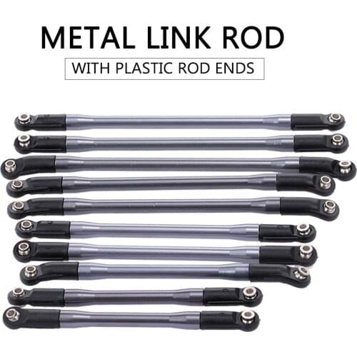 New 10pcs Metal Link W/ Plastic Rod Ends for Axial SCX10 II 90046 90047 RC Crawler Car