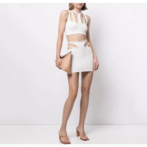 2021NEW summer elastic thin belt hanging buckle womens bag hip skirt, fashionable and versatile waist knit mini skirt